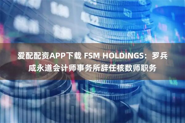 爱配配资APP下载 FSM HOLDINGS：罗兵咸永道会计师事务所辞任核数师职务